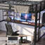 Lit mezzanine double en métal avec bureau intégré et station de charge-1758903731-1760116709