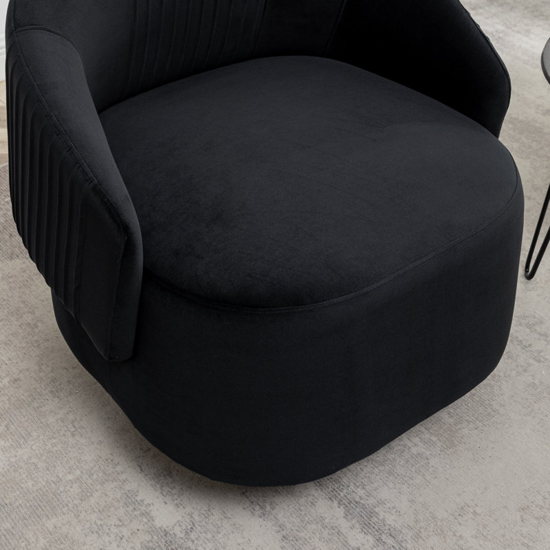 Fauteuil demi-tonneau pivotant Carratelli, Velours noir