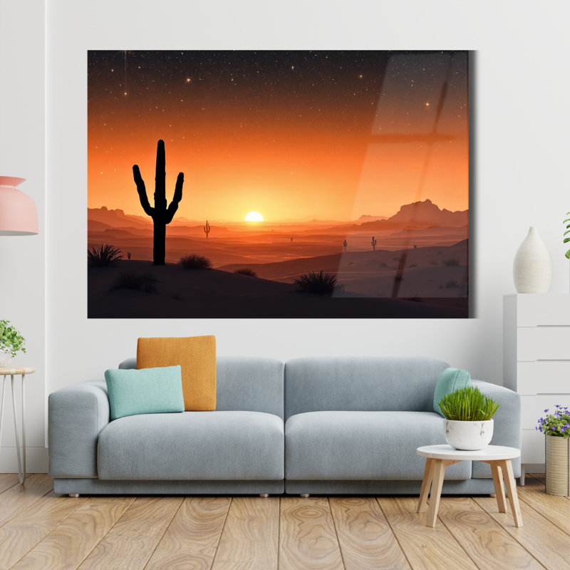 Art mural en verre trempé Desert Sunset, 24" H x 36" W