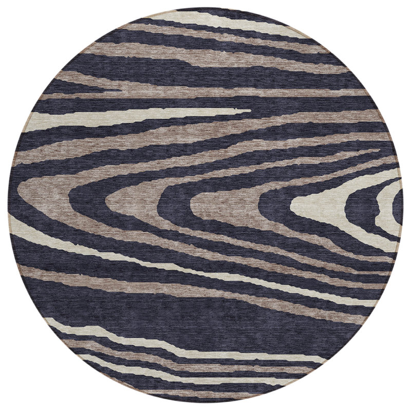 Tapis d'intérieur rond 8 po Taupe et beige