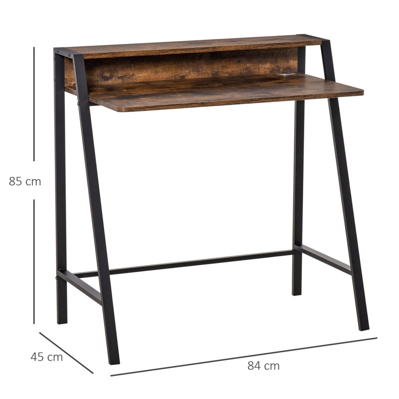 Emerfield Metal Base Writing Desk, 85 x 84 x 45, Brown/Black