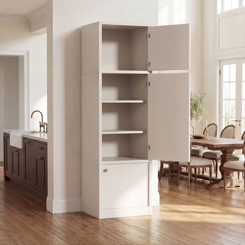 Garde-manger étroit avec portes et tablettes, Blanc