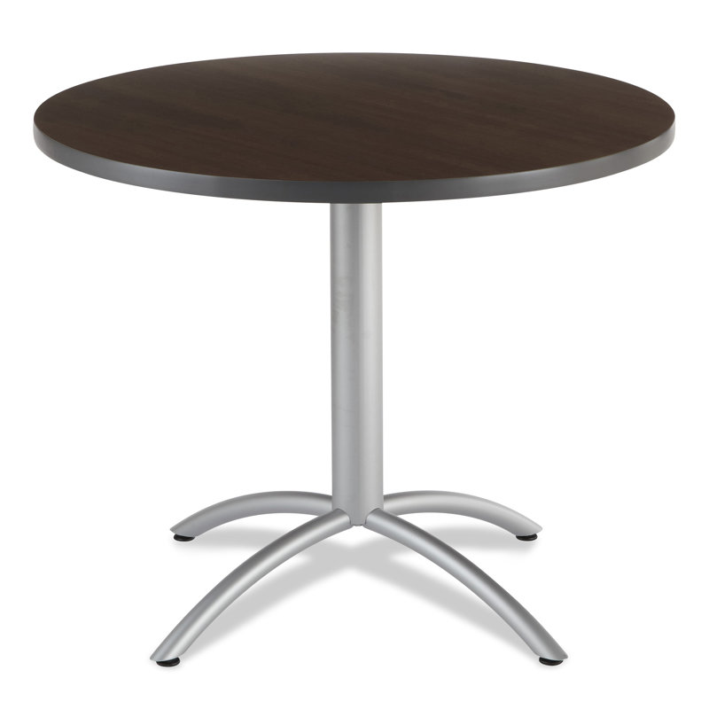 Aleksandras Round Metal Base Dining Table, Walnut