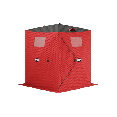 60*60 Pop-Up Ice Fishing Tent,Portable Insulated Ice Fishing Shelter Tent ,2 Persons, Waterproof Oxford Fabric, Includes Anchors, Red+Black