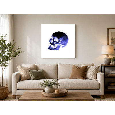 Blue Skull — Square Canvas Wall Art