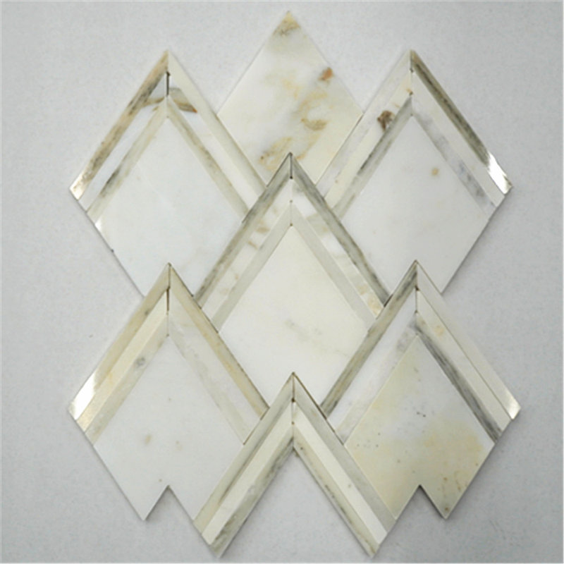 11 in. x 9 in. Marble Tile, White/Beige