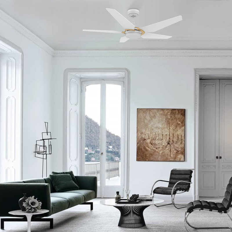 52"  5 - Blade LED Smart Standard Ceiling Fan with Remote Control and Light Kit Included.