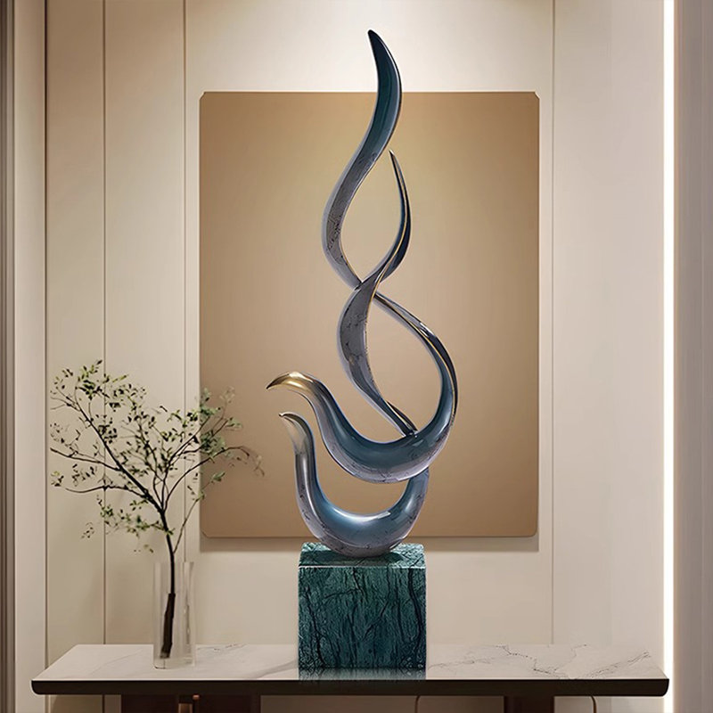 Blue+Gray+Green Free Form Copper+Marble Decorative Object