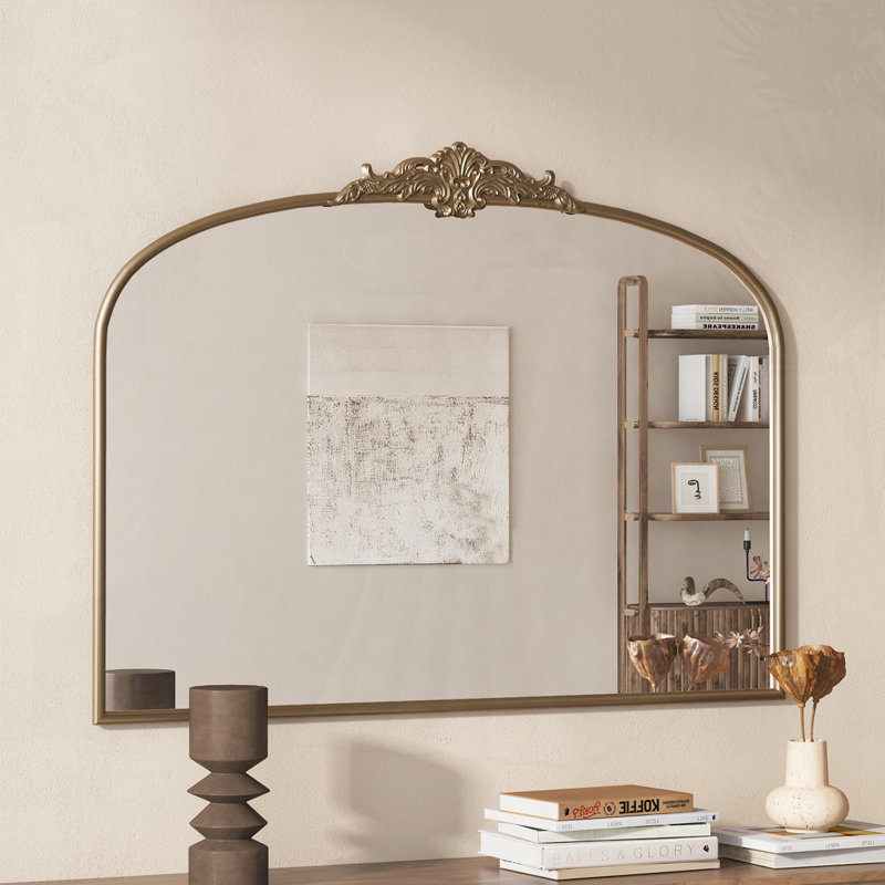 40"x30" Arched Antique Brass Mirror
