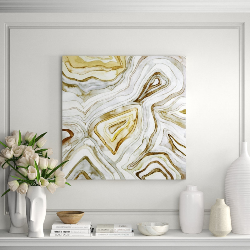 Gilt Agate I Print by Beverly Fuller, Image Brush Gel, 36" H x 36" W x 1.5" D