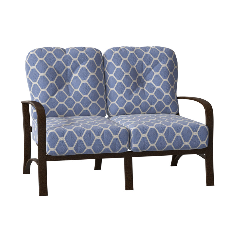 Fremont Outdoor 2 - Seat Loveseat, Chestnut Brown, Canvas Bird's Eye Sunbrella® Canvas