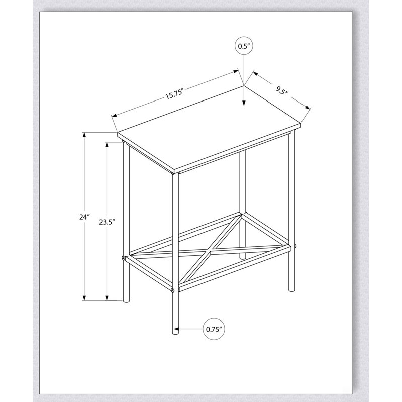 Table d'appoint moderne à 2 niveaux avec plateau en stratifié blanc et tablette en métal noir pour le salon ou la chambre à coucher