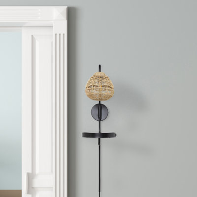 32.75”H Castilla 1-Light Plug-in Black Wallchiere