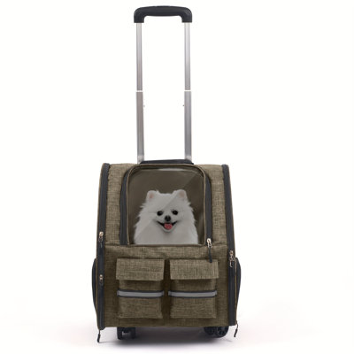 2-in-1 Rolling & Backpack Pet Carrier – Breathable, Comfortable Dog & Cat Travel Bag With Wheels And Shoulder Straps