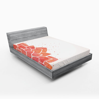 Ambesonne Lotus Fitted Sheet 2-Pack Aquarelle Half Flower Art Coral Pale Peach