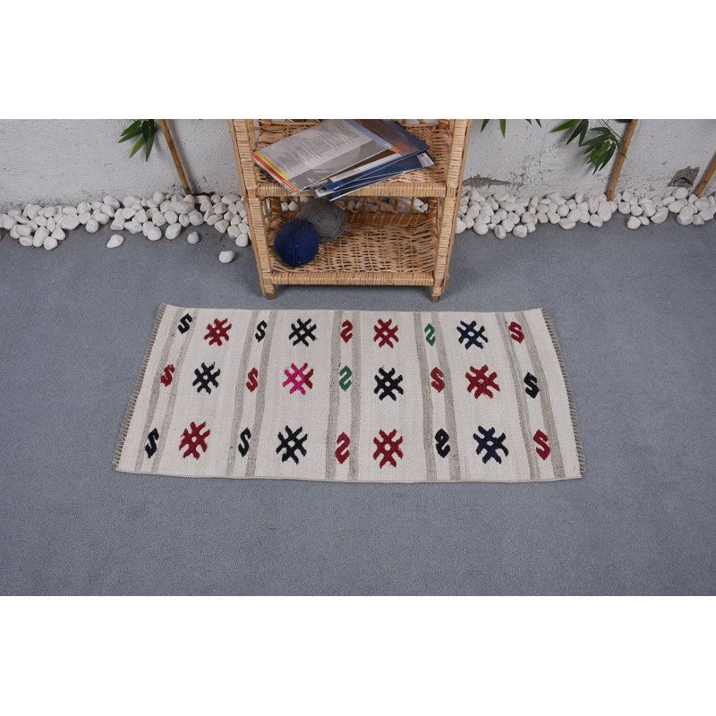 Tapis tissés à plat, tapis Oushak, tapis de cuisine blanc, tapis rétro, tapis turcs, petit tapis de 1,7 pi x 3,5 pi