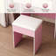 Petit bureau de coiffeuse avec miroir et lumières DEL réglables, prise de courant intégrée et rangement dissimulé, comprend tabouret et tablette rembourrés, coiffeuse pour petites chambres