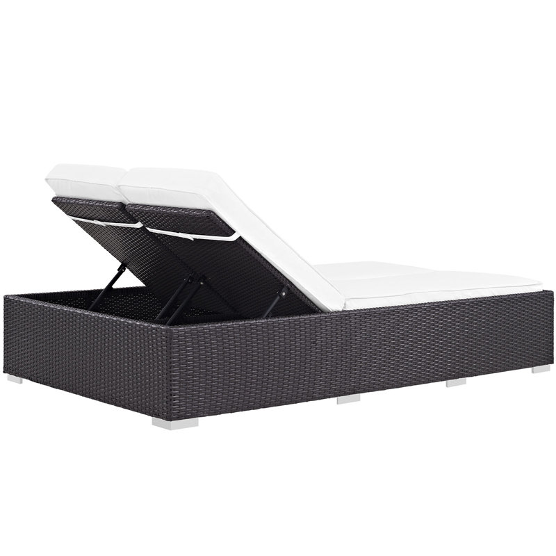 Convene All Weather Wicker Double Chaise Lounge, White