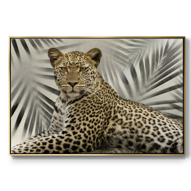 Boho Cheetah, peinture sur toile encadrée, H 25 po x l 37 po x P 2 po, Encadrement doré