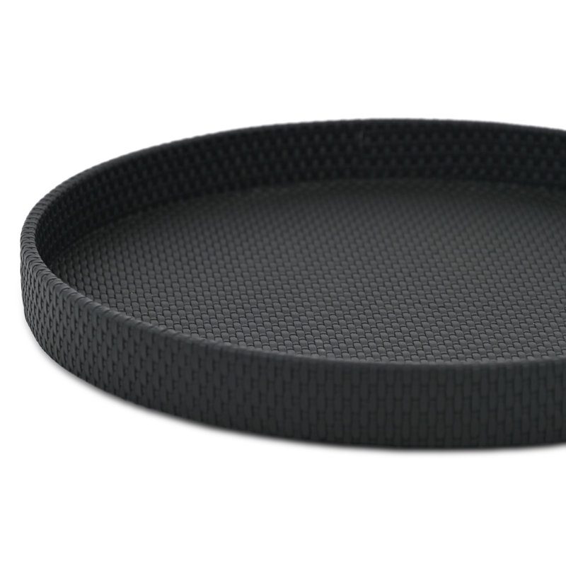 Tamsin Weave Pattern Round Serving Tray, Black