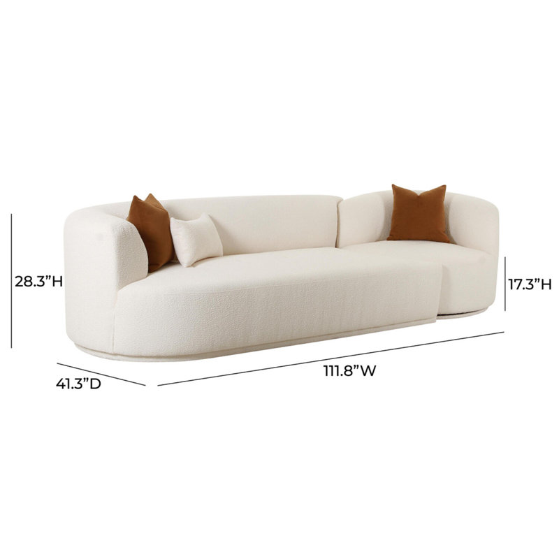 Cream Boucle Two-Piece Modular Velvet Sofa
