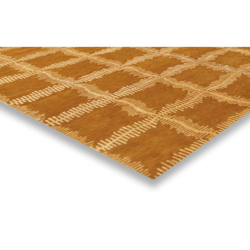 Tapis doré noué à la main de conception unique 9 pi x 12 pi Purva