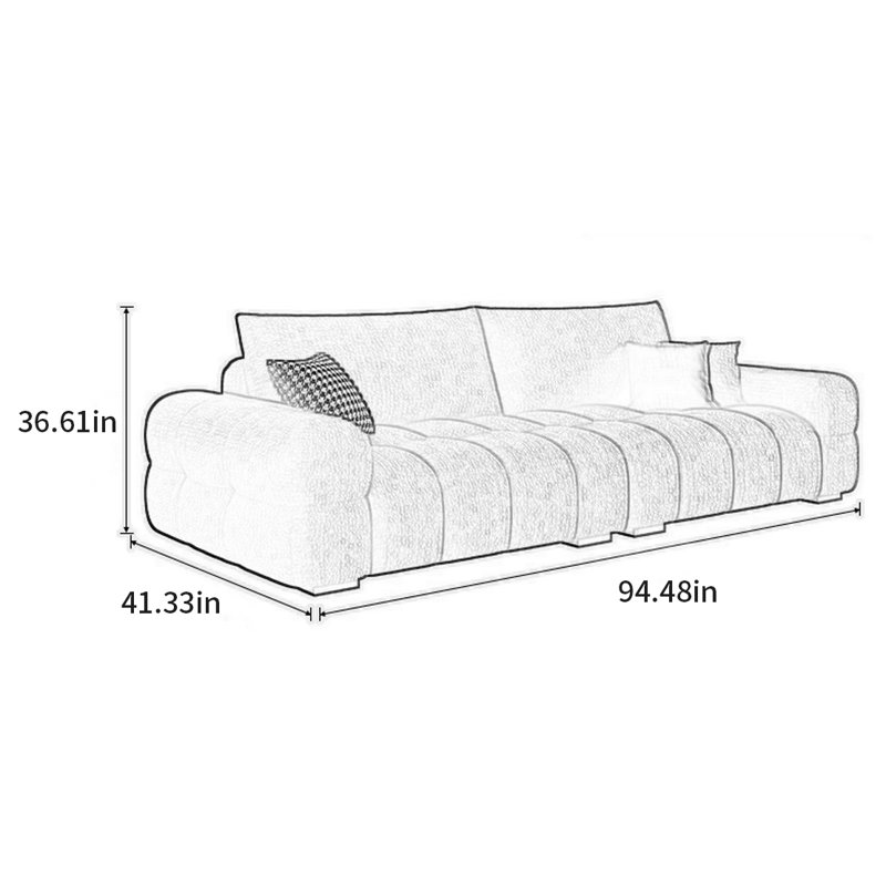 Canapé simple de style français crème, H 36,61 po x l 94,48 po x P 41,33 po, 3
