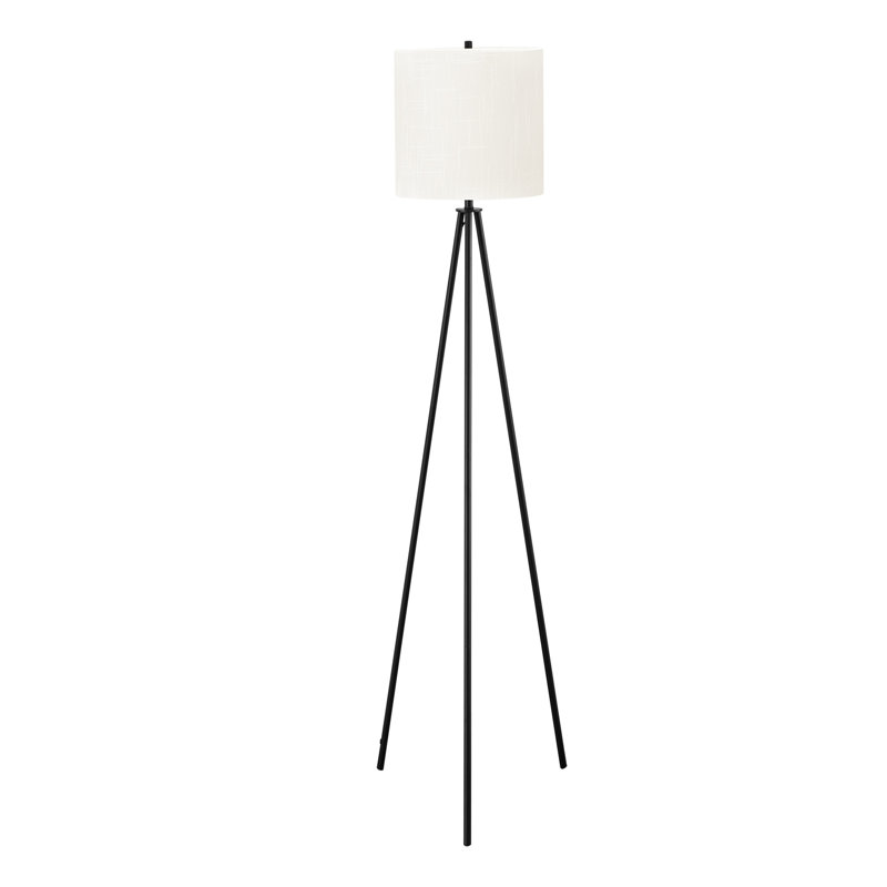 Lighting, H 63 po, lampe sur pied, laiton métallique, abat-jour ivoire / crème, contemporain, Noir, noir, noir, noir