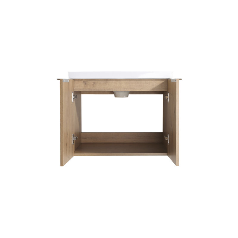 Armoire de salle de bain 60 po avec lavabo, portes à fermeture douce, vaste espace de rangement mural, charnières en acier inoxydable robustes à cuve en résine, tablettes de rangement à fermeture moderne, poignées robustes en métal