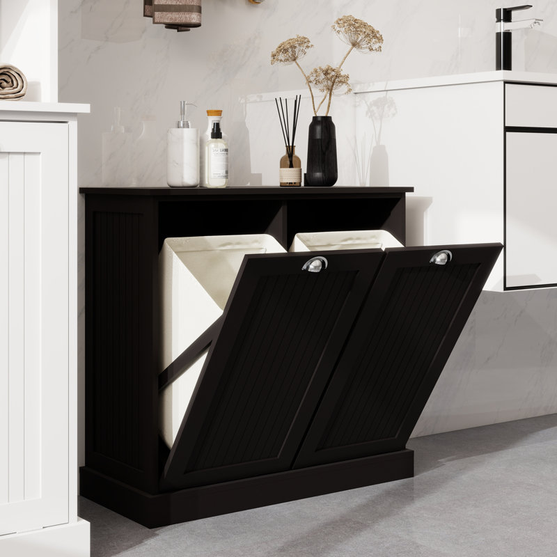 Poubelle 10 gallons en bois manufacturé, Noir, noir, noir, noir