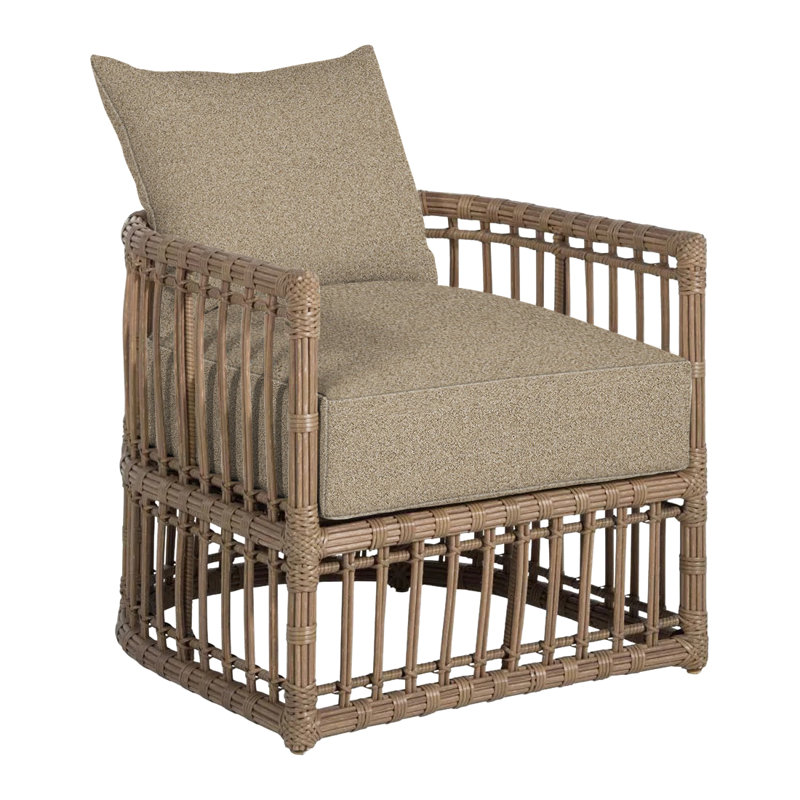 Newport Arm Chair with Cushions, Dove Sunbrella Linen, No Welt, Newport #66 Burlap