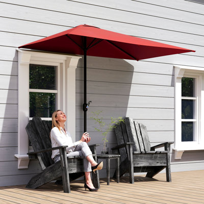 8ft Half Umbrella Outdoor Balcony Parasol Wine Red