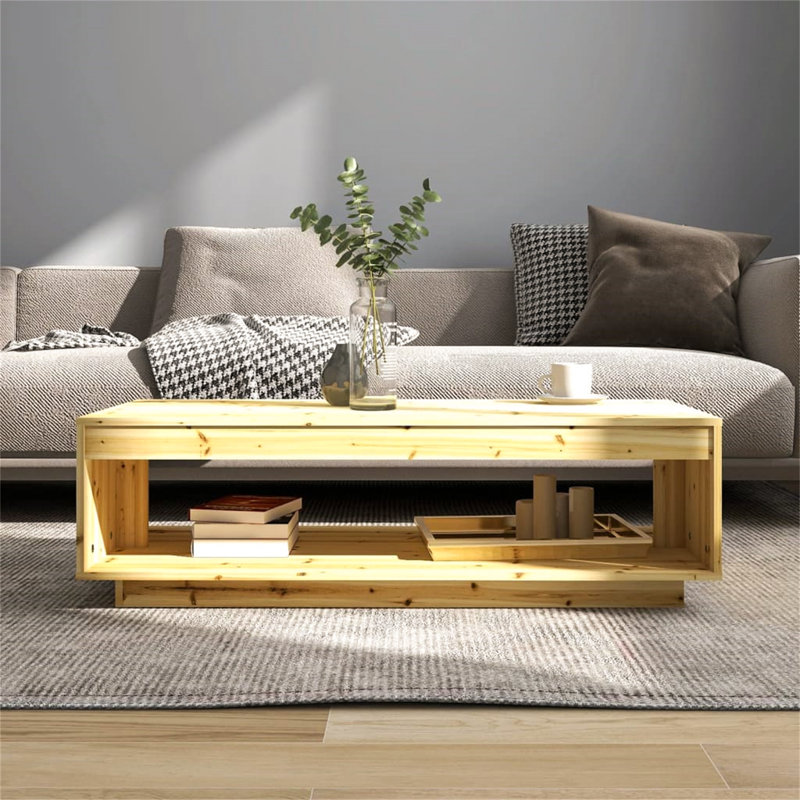 Brixxon Solid Wood Frame Coffee Table, Light Brown