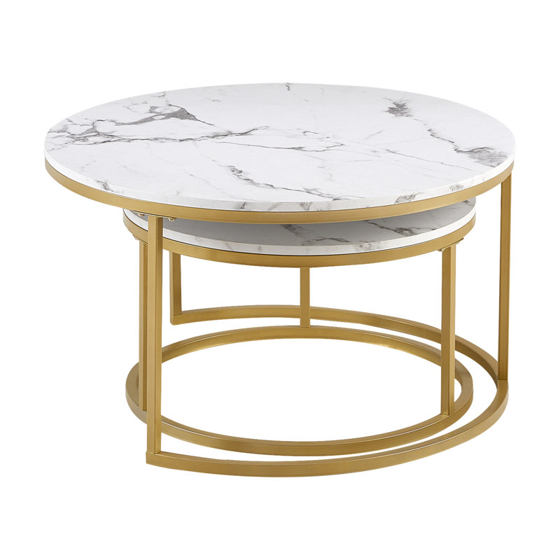 Jaquaya Frame Coffee Table, White, Gold
