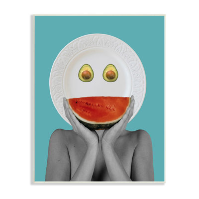 «Quirky Abstract Fruit Plate Head Watermelon Avocado» par Atelier Posters - impression