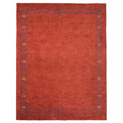 Wlikerson Hand Knotted Loom Silk/Wool Contemporary Rust Contemporary Area Rugs