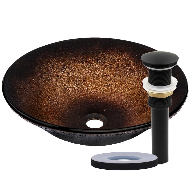 Novatto 17.5'' Glass Circular Bathroom Sink, Matte Black
