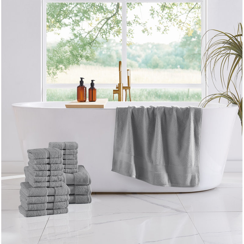  Complete 20 Piece Cotton Towel Set, Grey