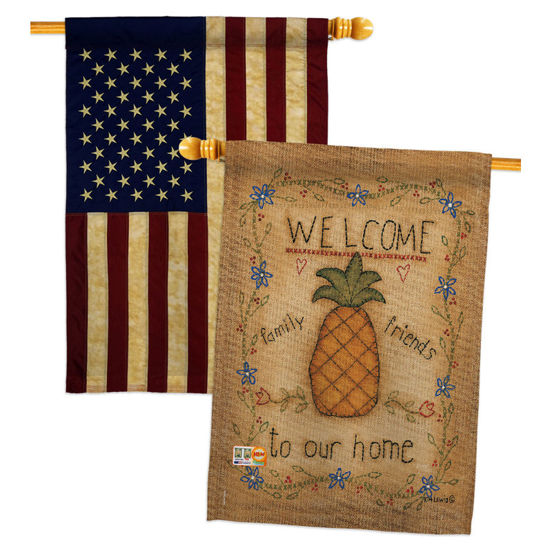 Drapeau de maison 3 pi 3 po x 2 pi 3 po Welcome Sweet Pineapple