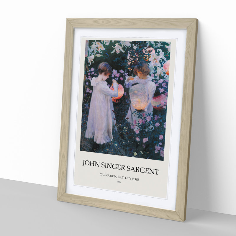 Carnation, Lily, Lily, Rose by John Singer Sargent - Framed Print, 48cm H x 36cm W x 2cm D, Oak