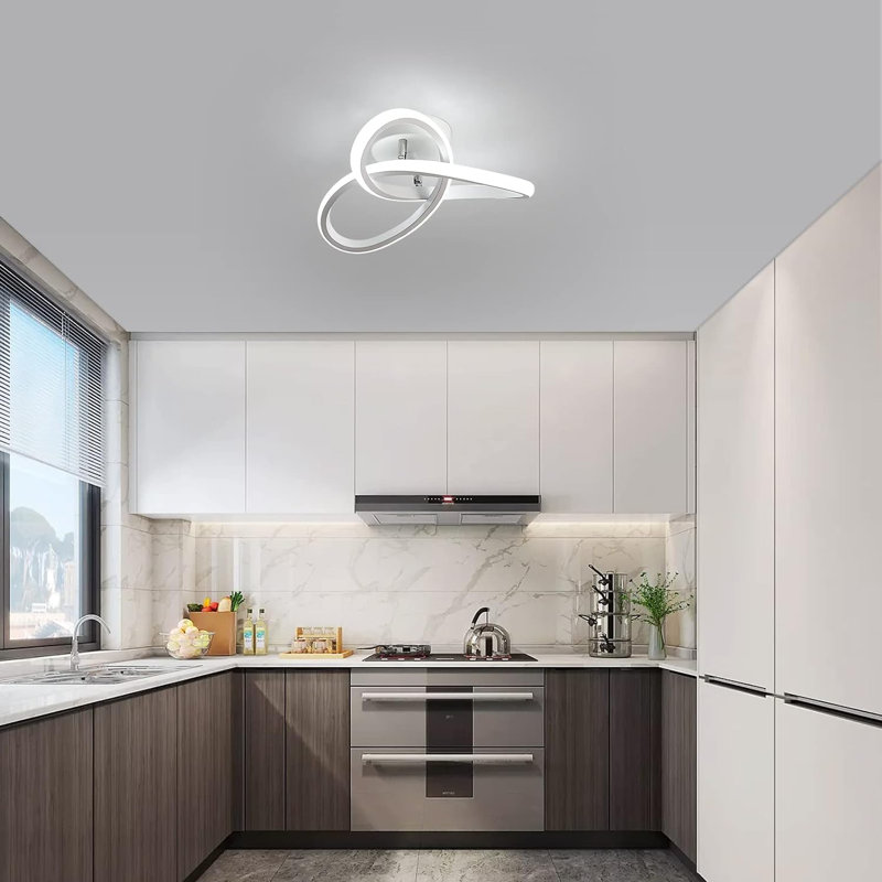 Aziria 3-Light LED Flush Mount Ceiling Light, 11cm H x 30cm W x 30cm D, White, White Light (6500K)