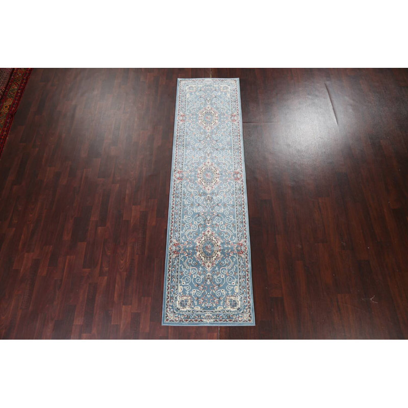 Tapis oriental transitionnel bleu clair 2X3, Rectangle 2 pi 7 po x 9 pi 10 po