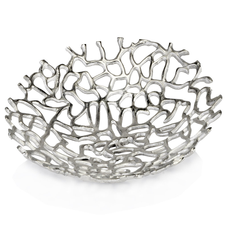 Grande plaque corail argentée 15,5 po x 15,5 po x 3 po Ayer
