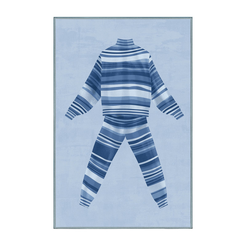 Tapis moelleux à rayures modernes et contemporaines bleu pâle et doux Lulsgate, 5 x 8