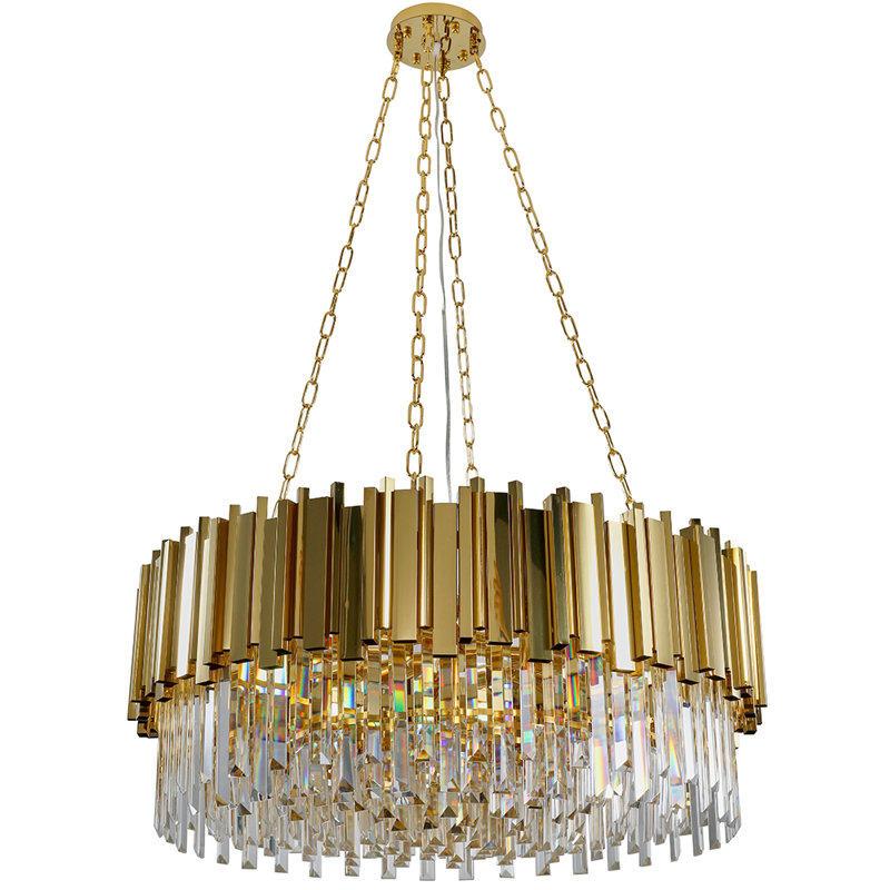 Modern Crystal Chandelier Ceiling Light Fixture for Living Room and Bedroom, Chic Design Lamp, Gold, 16