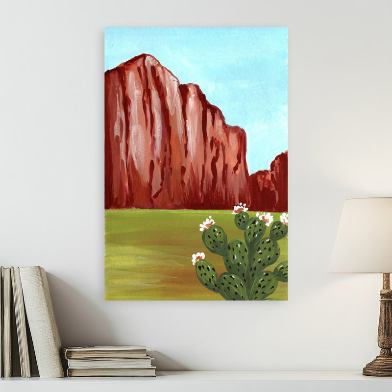 Art mural de paysage de fleurs de cactus de Southwest
