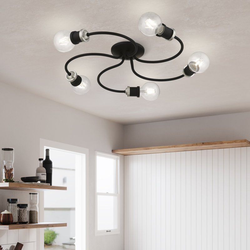 Grand luminaire encastré 5 lumières 20 po, Noir