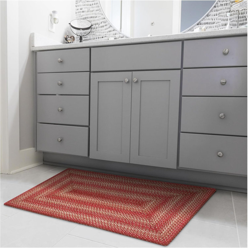 Corrente Braided Jute Reversible Red Rug, Rectangle 2'3" x 3'9"