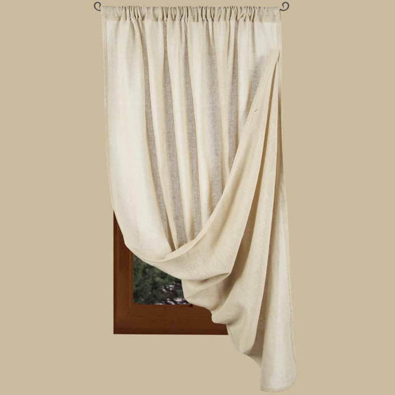 Rideau simple en coton Estanislao, l 40 po x L 86 po, Crème