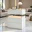 Commode à 3 tiroirs à DEL pour tables de bout de chambre à coucher avec tableau en acrylique Tables de chevet à DEL pour meubles de chevet (blanc)-1336712919